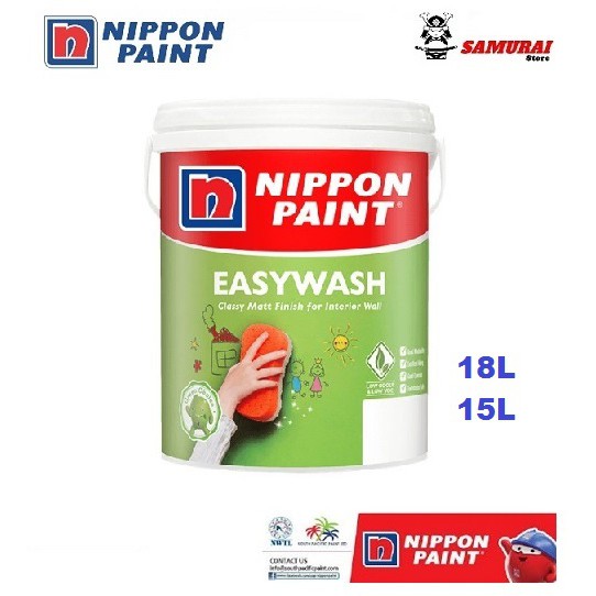 18 Liter 15 Liter 100 Original Nippon Paint Easy Wash Interior Wall Interior Indoor Wall Cat Dinding Dalam Singapore