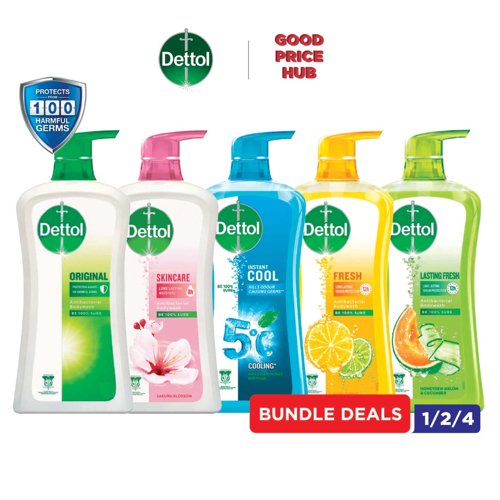 [Bundle of 1 /2 / 4] Dettol AntiBacterial Body Wash 950ml Shopee