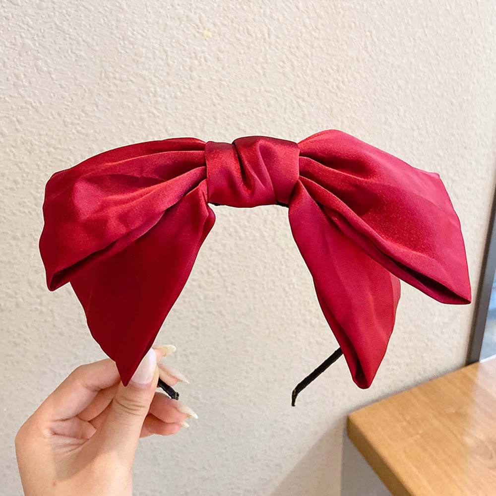 EXPEN Simple Bow Hair Hoop Cute Hairband Headband Oversized Wild Fashion Solid Color Sweet Girls Hair Accessories pink/beige/blue