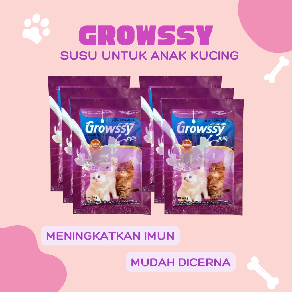 Growssy MILK 20GR Milk For CAT CAT KITTEN DOT 1 SASET SACHET ECER BOX