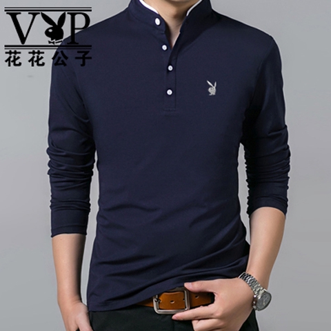 Playboy Vip Spring Korean Version Of Vertical Collar Long Sleeve T Shirt Polo Shopee Singapore - t shirt crew member super vip roblox