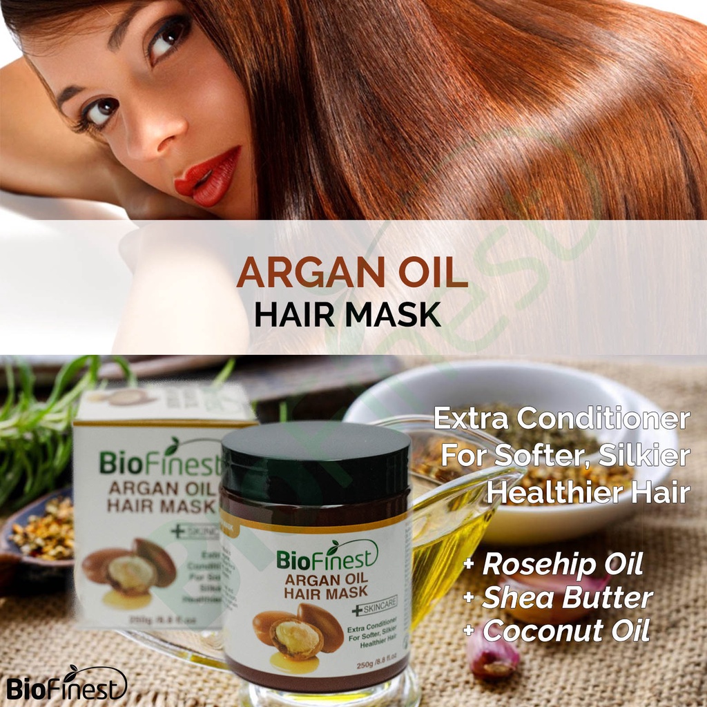 Biofinest Argan Oil Hair Mask - Shea Butter Rosehip Jojoba Oil Vitamin E -  Conditioner Hydrate Dry Damaged Hair 250g | Shopee Singapore