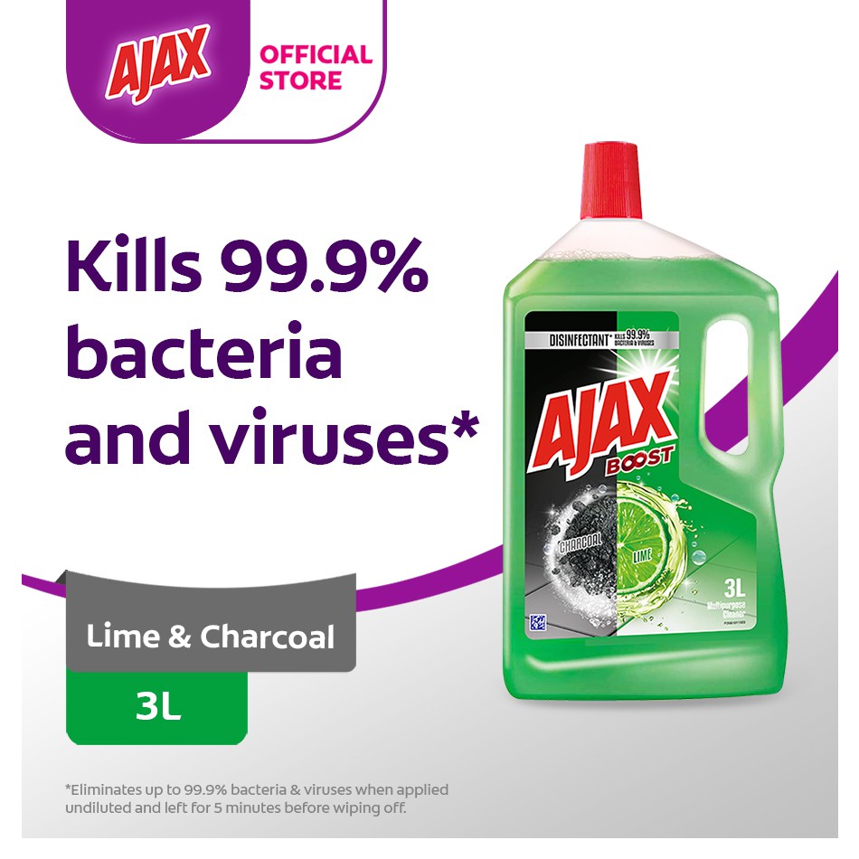 Ajax Boost Charcoal & Lime Multi Purpose Floor Cleaner 3L Shopee