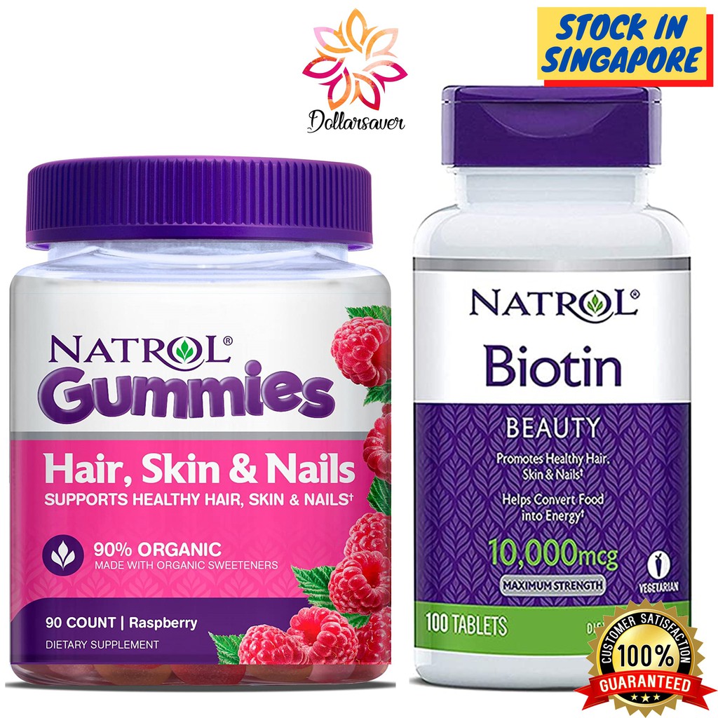 Natrol Biotin Beauty Maximum Strength 10,000 mcg, 100 Tablets / Hair ...