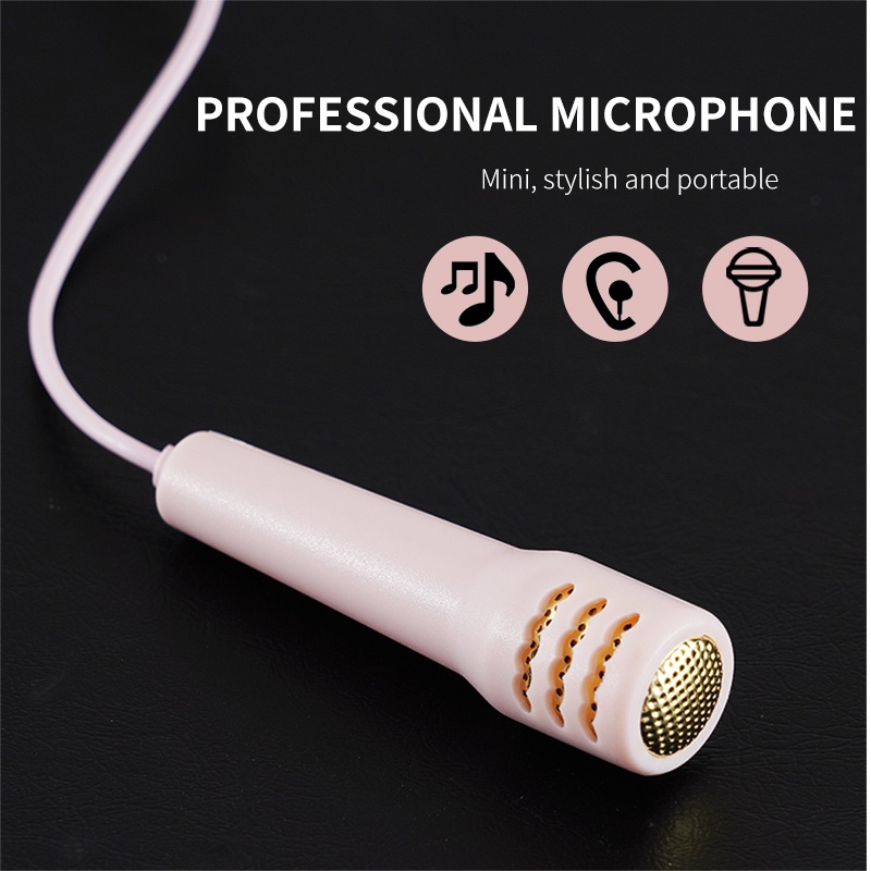 Portable Wired HIFI&BASS Earphone with Mini HD Microphone Mic 3.5mm Interface Headset for Karaoke App Online Class Meeting Live Streaming Broadcast