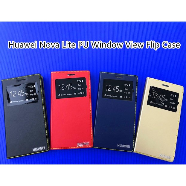 Huawei Nova Lite Pra Lx2 Pu Window View Flip Case Black Red Blue Gold Shopee Singapore