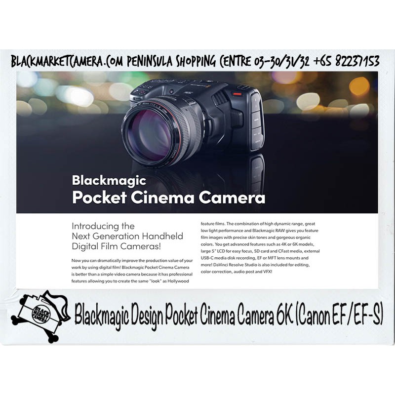 Bmc Black Magic Design Bmd Pocket Cinema Camera 6k Canon Ef Ef S Shopee Singapore