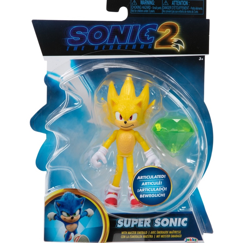 Sonic 2 The Hedgehog 4-inch Super Sonic With Master Emerald Accessory ...