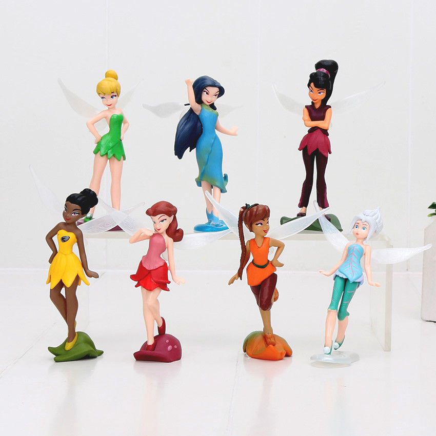 Tinkerbell Tinker Bell Girls PVC Action Figures Toys Dolls Set Cake Toppers 7pcs 