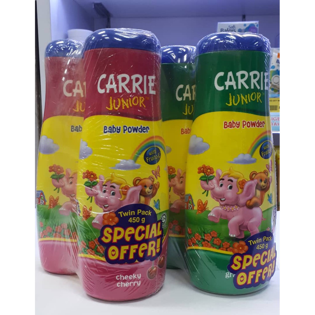 Shop Malaysia Carrie Junior Twinpack Talcum 450gx2 Cheeky Cherryx2 Groovy Grapeberry X2 Shopee Singapore