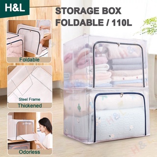 🚚SG Seller🚚Transparent Dust-proof Thickened Foldable Storage Box  wardrobe organizer with Handles stackable storage