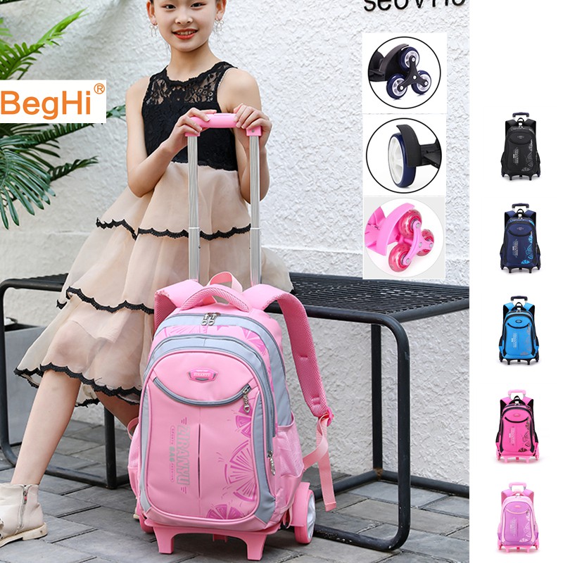 Trolley School Bag 6 Wheels Staircase Kids Bag Backpack Wheeled Primary