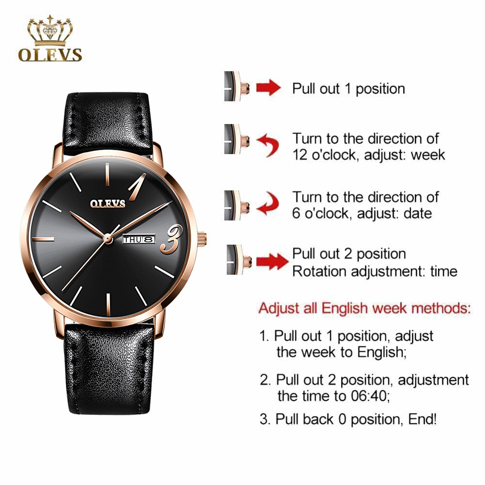 Olevs Business Date Watch Men Jam Tangan Lelaki Jamtangan Mens Watches Leather Wristwatch Men S Arabic Numerals Analog Watch Quartz Man Watch Lelaki Jam Tangan Men Romantic Wrist Watch With Free Watch Box