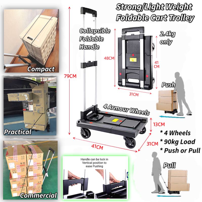 Trolley/Trolley Cart/Foldable Trolley Universal wheel Platform car four