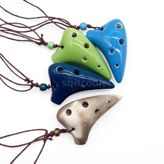 SQC 6 Holes Ceramic Ocarina Alto C Submarine Style Musical Instrument with Lanyard Music Score For Music Lover and Begin