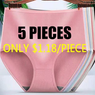 5PCS Plus Size Women High Waist Panties Lingeries Ladies Breathable Cotton Underwear Women Panties Briefs