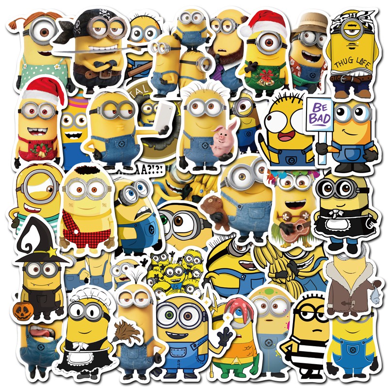 50 Pcs Of Cartoon Minions Waterproof Home Deco Stickers Helmat Guitar