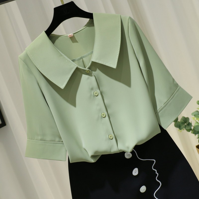 green chiffon shirt