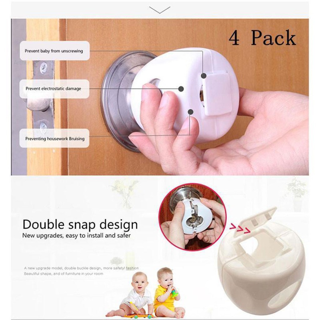 Arthur 4pcs Child Proof Safety Door Knob Cover Children Safe