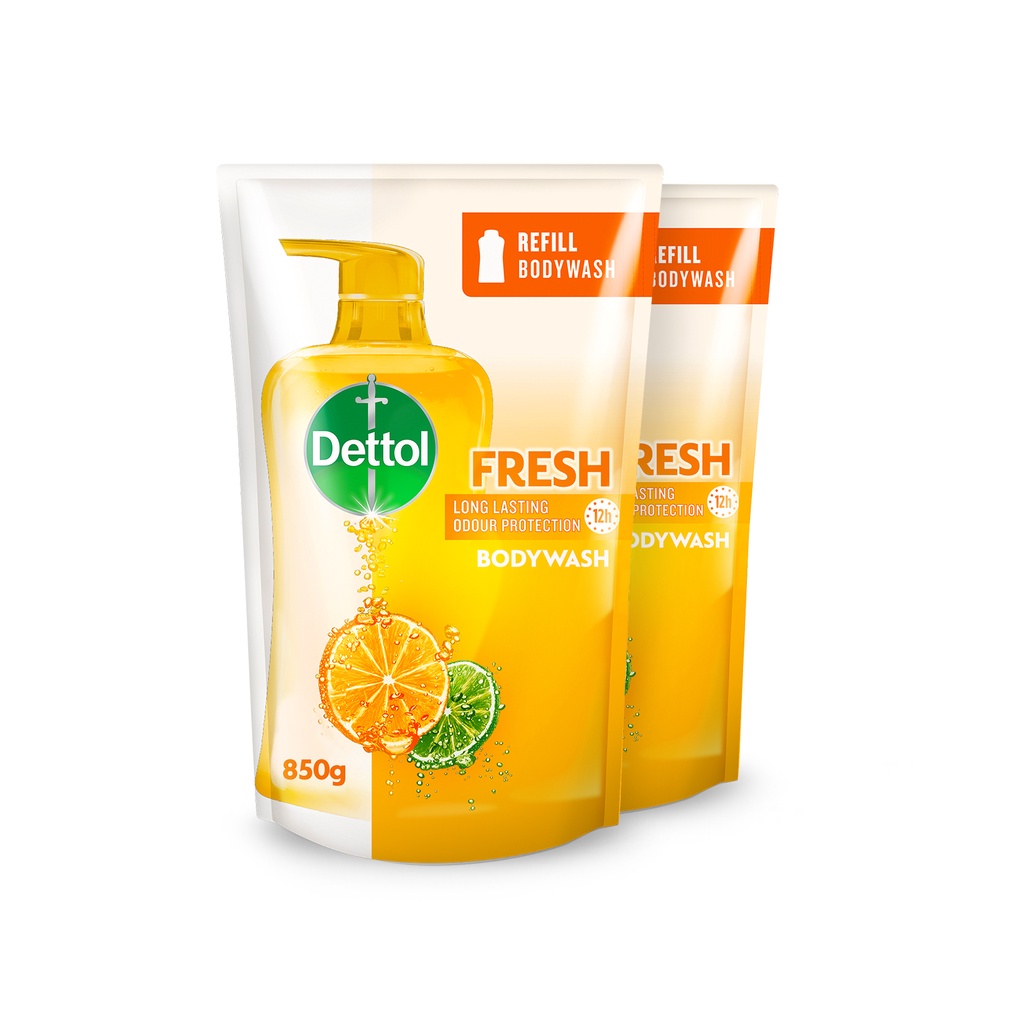 [Bundle of 2] Dettol AntiBacterial Body Wash Fresh Refill 850g