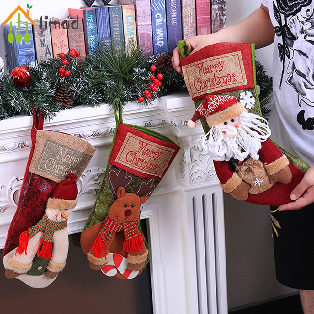 limad Santa Claus Snowman Socks Christmas Gift Pendant Decor Candy Bag Xmas  Present Hanging Sock Santa Claus Snowman Stocking | Shopee Singapore