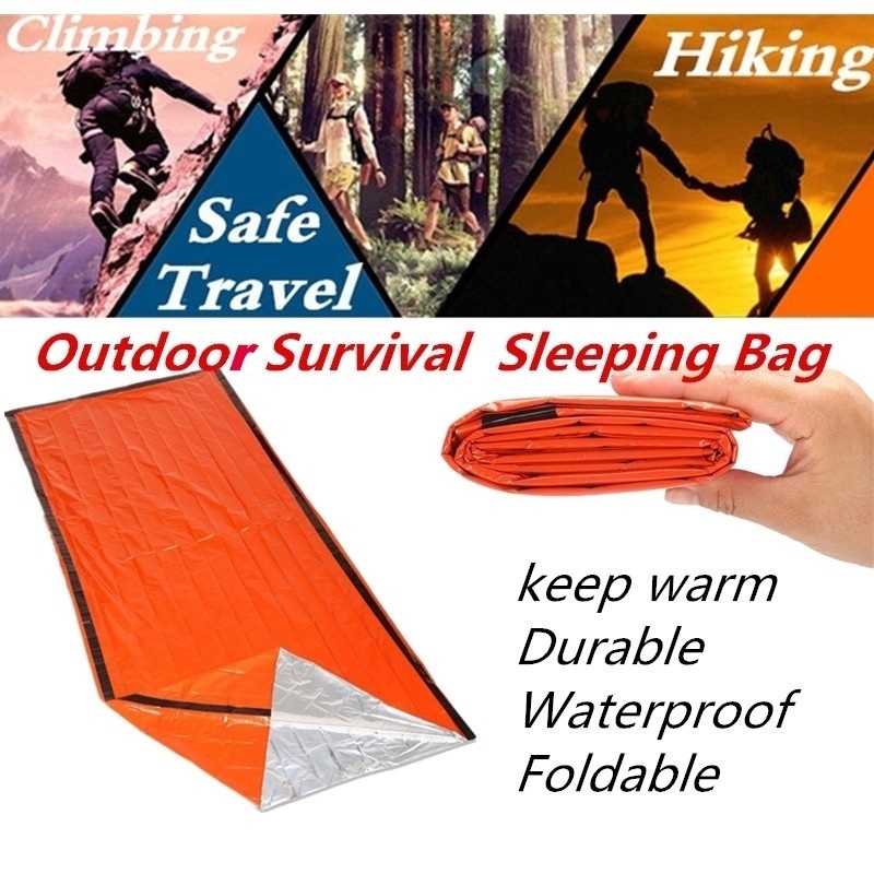 Portable Emergency Sleeping Bag / Waterproof First Aid Survival Camping Hiking Travel Bags / Outdoor PE Aluminum Film Tent