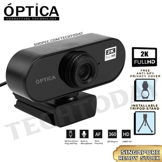[SG ReadyStock] Óptica 2K Full HD (8.1MP) |1080P Webcam Computer PC WebCamera Microphone Rotatable Cameras Video Call