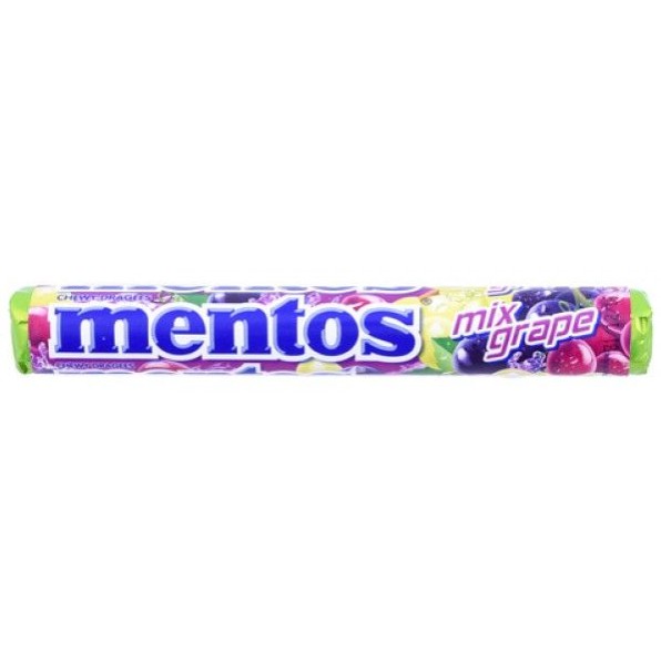 [bundle Of 5] Mentos Mix Grape Chewy Candy Sweet Tube Roll 37.5g 