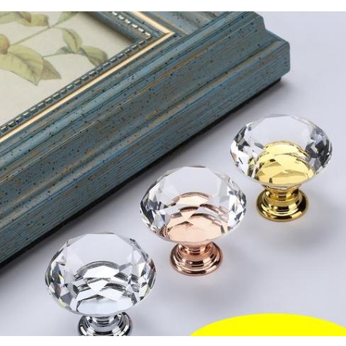 30mm Diamond Shape Crystal Glass Knobs, Glass Knobs For Kitchen Cabinets