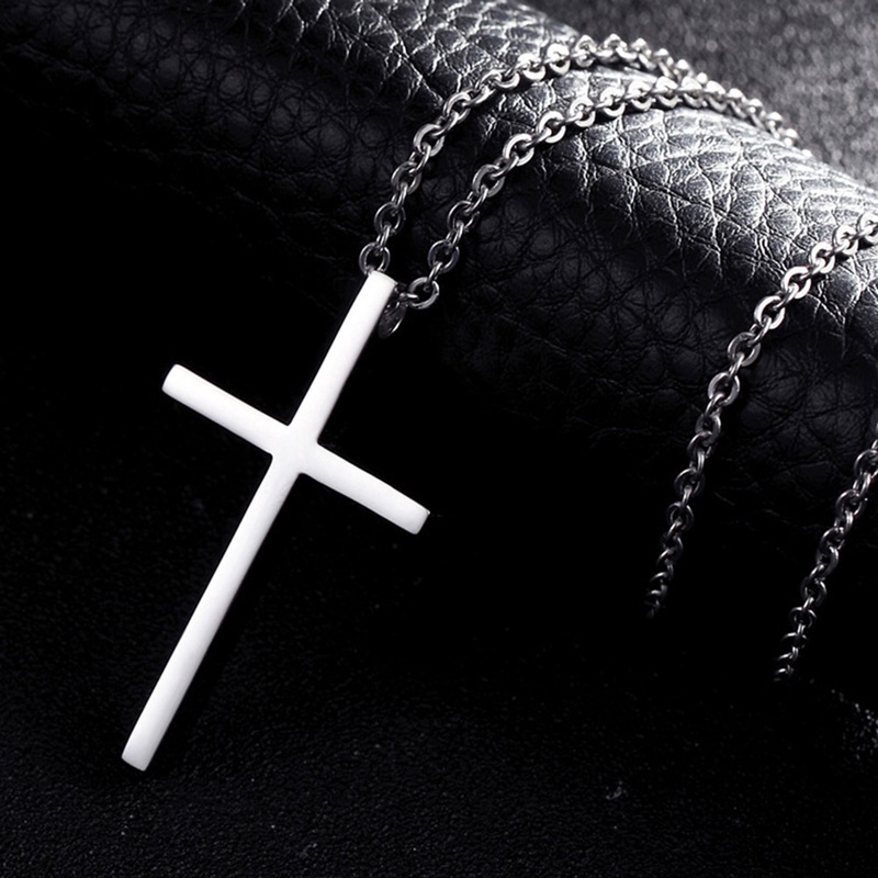 Bbyter Titanium Steel Cross Pendant Necklace for Men Women Minimalist Jewelry Male Female Prayer Necklaces