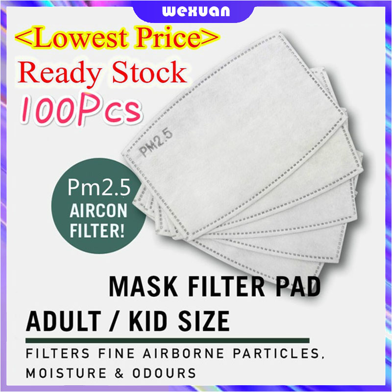 100Pcs Adult / Kids Pm2.5 Mask Filter Insert With Activated Carbon 10