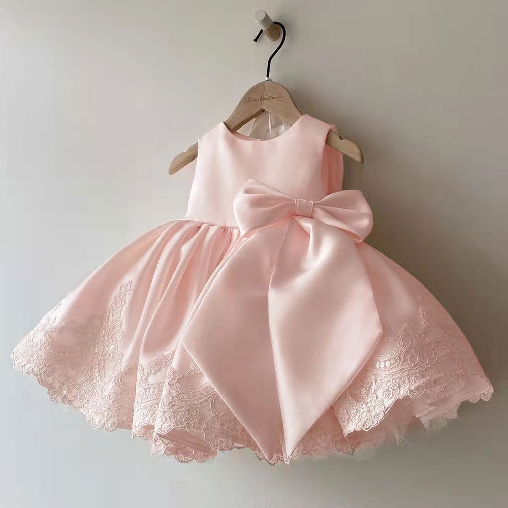 Cute Pink Tutu Dress for Baby Girl 1 Year Old Birthday Baptism Outfit