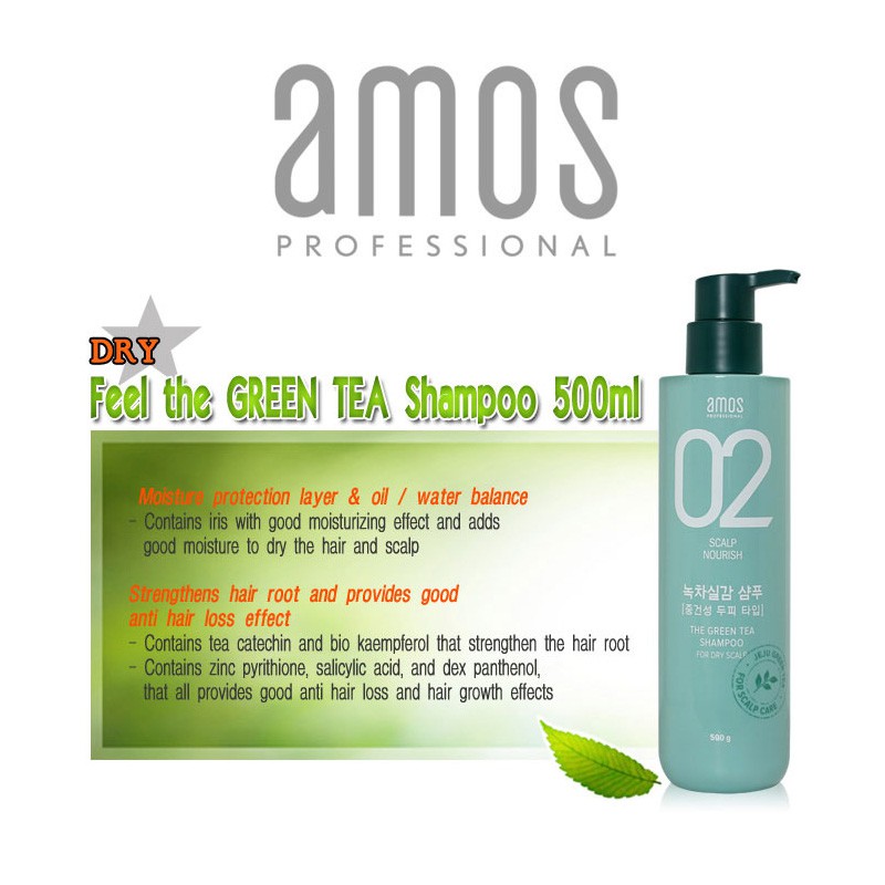 AMORE PACIFIC] Amos Scalp 02 / [DRY] Feel the GREEN TEA Shampoo 500ml |  Shopee Singapore