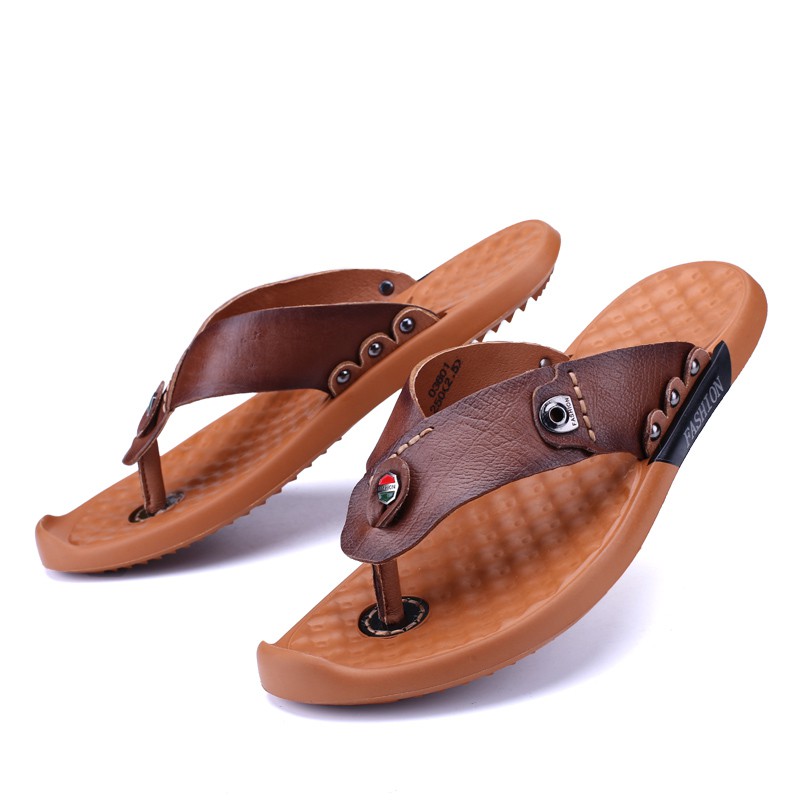 comfortable leather flip flops