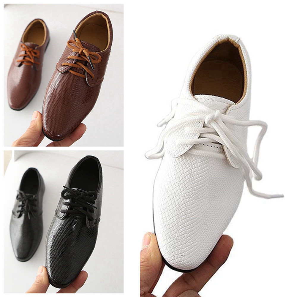 1-12 Years British Baby Boys Leather Shoes Brown Black Children Students Formal Shoes White