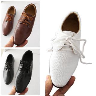 1-12 Years British Baby Boys Leather Shoes Brown Black Children Students Formal Shoes White #0