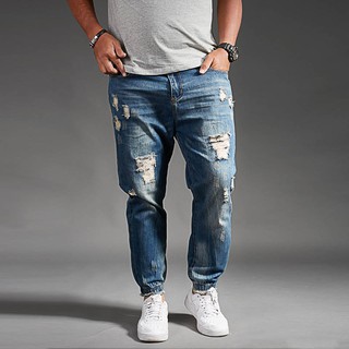 Image of Plus Size ripped jeans men pants denim fashion trendy cowboy big size 46 48
