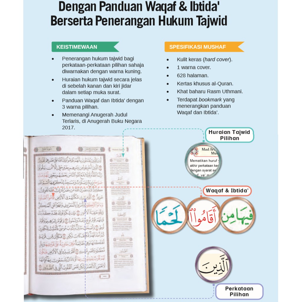 Shop Malaysia Largeer Than A4 Al Quran Al Karim Al Mujawad With Waqaf Ibtida Guide Saiz 1 Tbaq 1013 Ramadan Promo Shopee Singapore