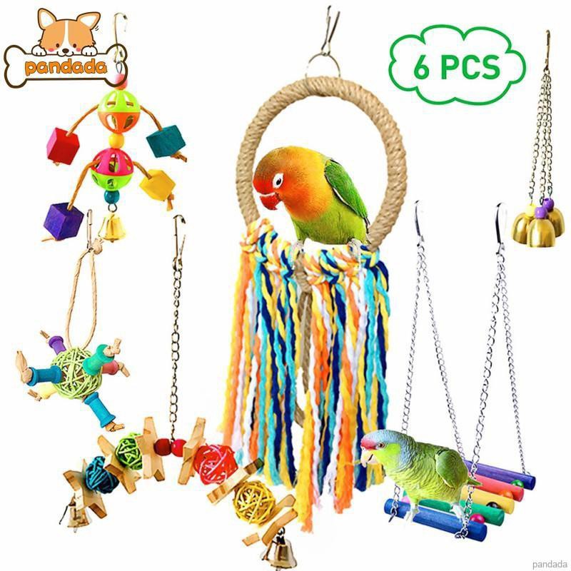 Non-Toxic Easy to Install Bird Toys Pet Bird Parrot Chewing Bar Swing Hanging Climbing Perch Cage Play Bite Toy 