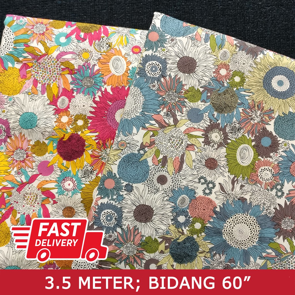 Ready Stock Kain Pasang Cotton English Bunga Matahari Sunflower Design Poplin Fabric A254 Shopee Singapore