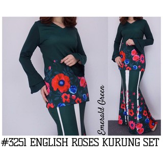 Hot Selling English Roses Kurung Set Baju Muslimah Shopee Singapore