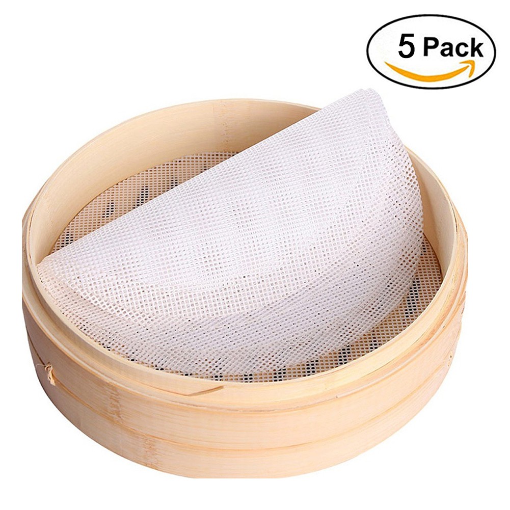 5pcs Kitchen Silicone Steamer Mesh Non Stick Pad Round Shape