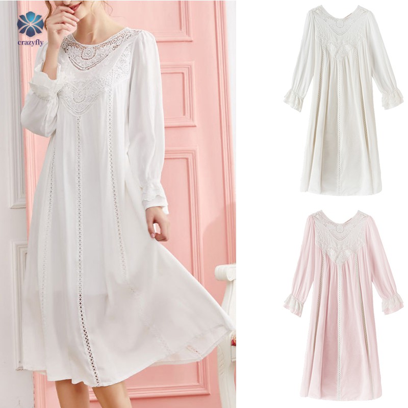 Details about  / Vintage Women Nightgowns 2 Piece Sleepwear Lace Pajamas V Neck Lady Long Robes
