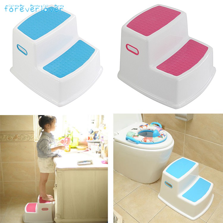 Genlesh 2 Step Stool for Kids Toddler Stool for Toilet Potty Training Slip Bathroom Kitchen 