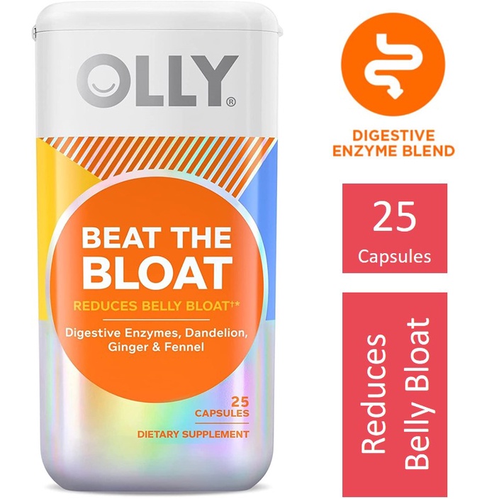OLLY Beat The Bloat Capsules, 25 Capsules Belly Bloat Relief for Gas