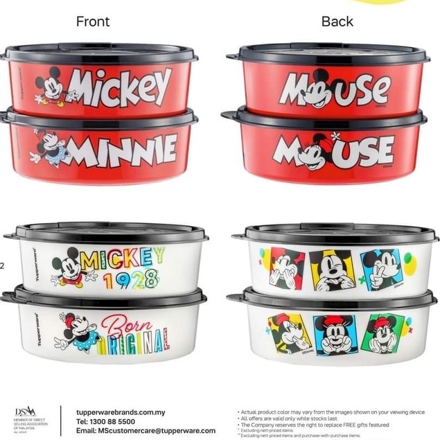 Tupperware Mickey And Minnie Handy Bowl 700ml Bekas Makanan Cute Food Container For Boy And Girl Shopee Singapore