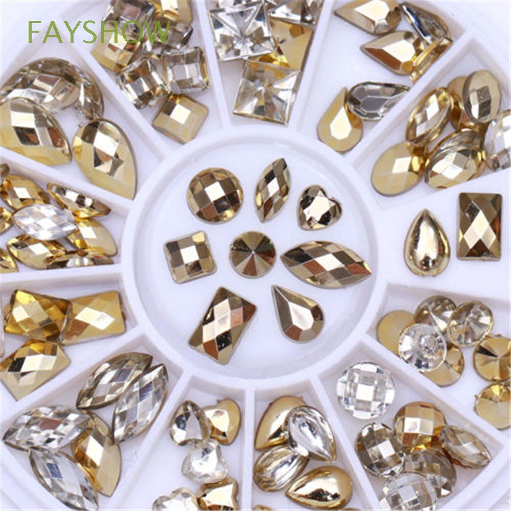 Beauty Fashion Glitter Double Sided Gold Crystals Nails