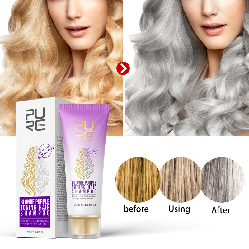 100ml Blonde Purple Hair Shampoo Remove Yellow Brassy Tones For