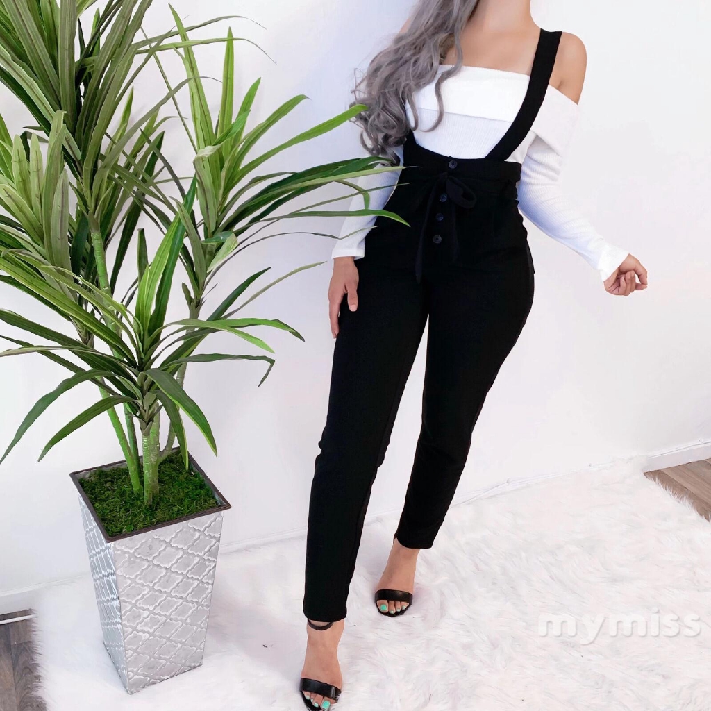 black slim fit overalls