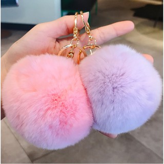 Image of Fashion Faux Rabbit Fur Ball Keychain Rabbit Hair Ball Pom PomCar Bag Key Ring